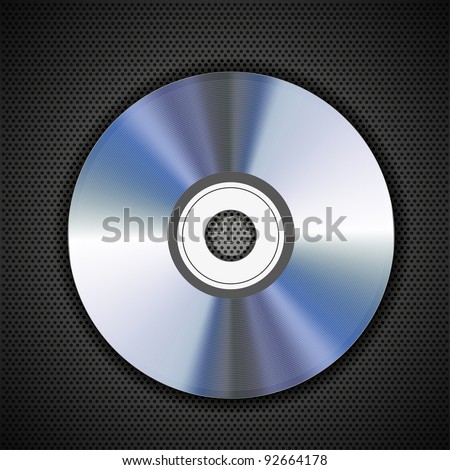 raster version. cd disk on metal grid background. illustration