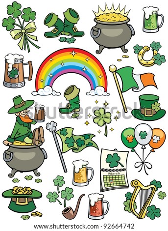 Set of 20 design elements on Saint Patrick's Day theme.
