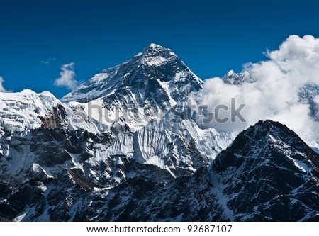 Everest Mountain Peak - the top of the world (8848 m) Royalty-Free Stock Photo #92687107