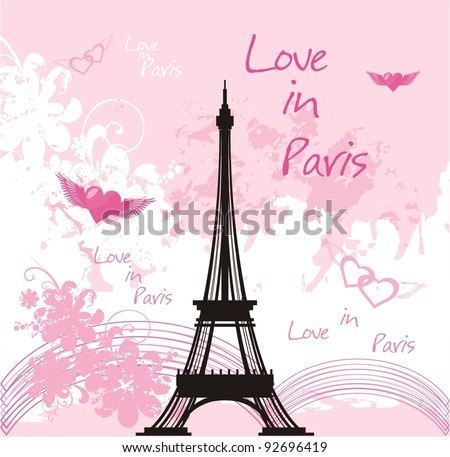 Love in Paris. Vector background