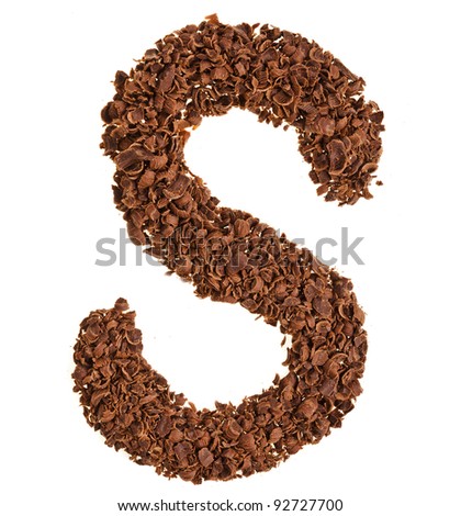 Chocolate  sign letter S  isolated on white background