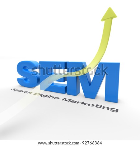 SEM - Search Engine Marketing - with an arrow pointing up