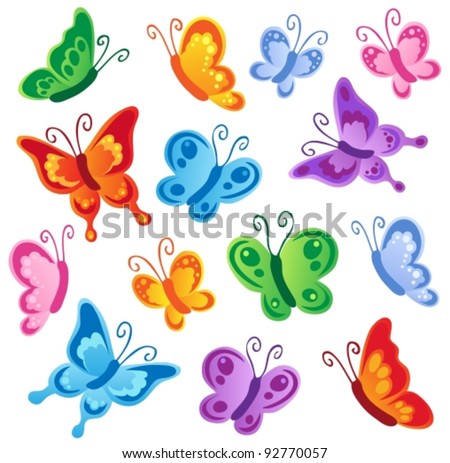 Various butterflies collection 1 - vector illustration.