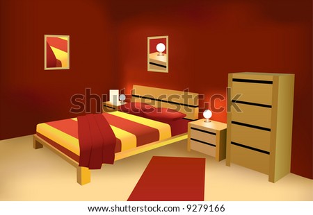 red modern bedroom vector