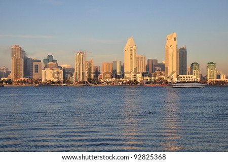 A view of the downtown San Diego skyline in the late afternoon.