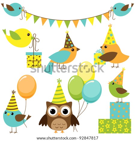 Vector set of party birds