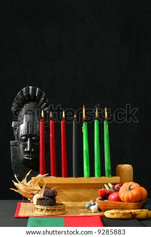 Kwanzaa Display with small corn and vegetables