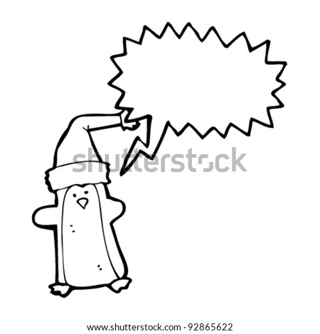 penguin in xmas hat cartoon