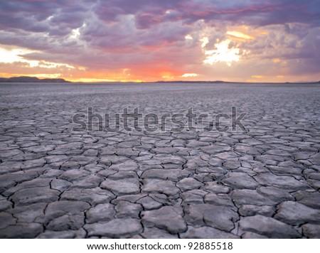 Desert Lakebed Sunset Royalty-Free Stock Photo #92885518