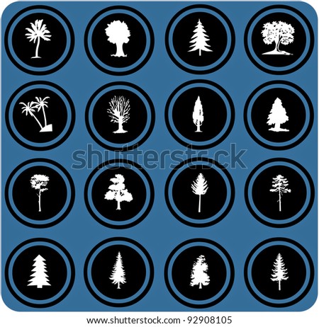 vector blue  signs. Vector illustration of tree silhouettes. tree icons