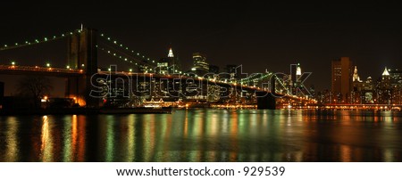 Brooklyn Bridge Panoramic NYC in background