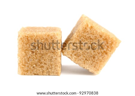 Cubes of cane sugar isolated on white background Royalty-Free Stock Photo #92970838