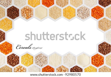 hexagons with different varieties of cereals.