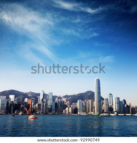 modern city with blue sky (Hongkong)