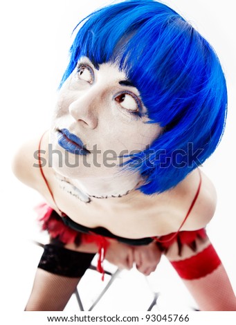 isolated freak girl funny portrait photo