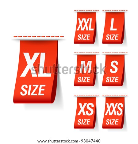Size clothing labels. Vector.