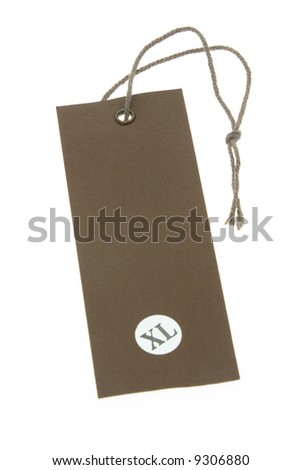 XL size tag with copy space on white background