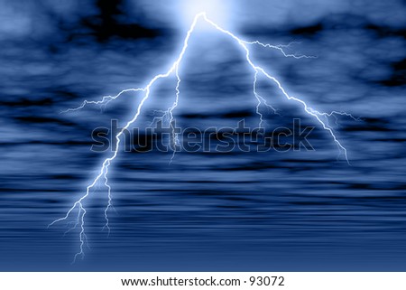 Blue lightning storm created in Photoshop.
