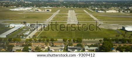 Aerial view of North Perry Airport in Miami, Florida, USA