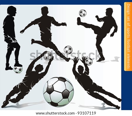 Sports design elements for Web. Soccer player and ball vector.
