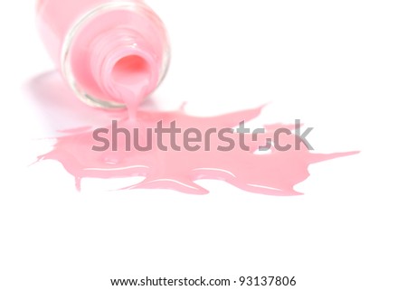 Pink nail polish isolated on white