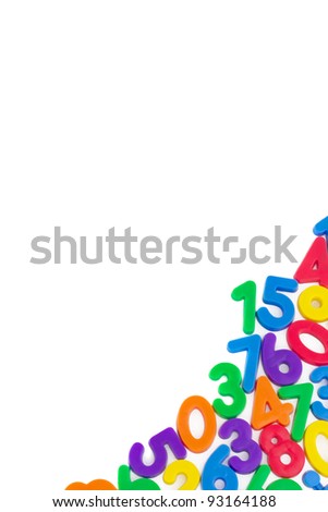 Assorted Numbers, with copy space, isolated on white background.