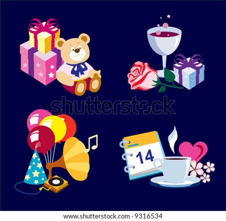 Holiday. Color set of icon for web. Vector illustration