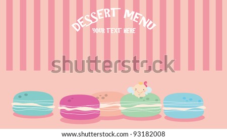 Cartoon: Cupid and dessert, pink background for typing own information