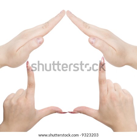 hand home symbol isolated over white background