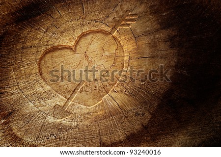 Valentine's day concept background with copyspace.  Love text on  wooden background Royalty-Free Stock Photo #93240016