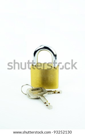 Lock and key isolated  white background