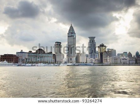 cityscape of huangpu river and the the bund in shanghai,China
