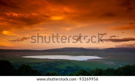 African sunset over the Ngorongoro Crater, Tanzania