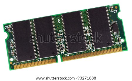 Memory module (covered with dust) isolated on background
