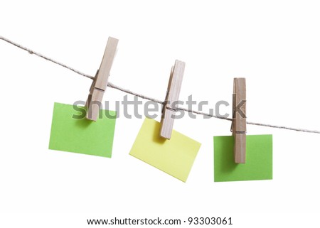 Sticky notes on a clothesline.