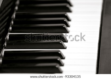 Piano keyboard with selective focus, frame