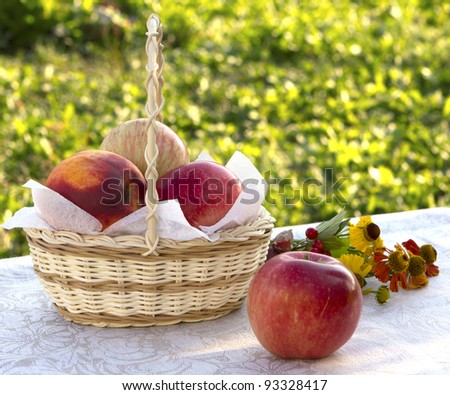 flowers and fruit basket