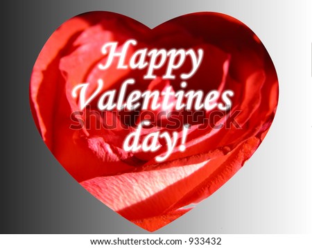 Cute Romantic Rose heart message card reading Happy valentines day