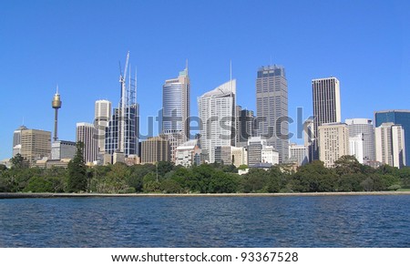 Skyscrapers of Sydney. Clear blue sky.
