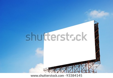 white banner on the blue sky