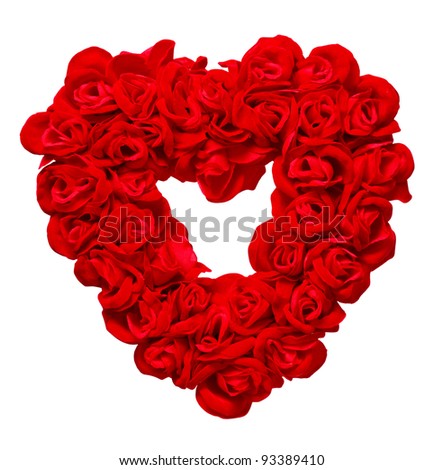Valentines Day Rose Heart on White Background
