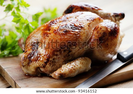 whole roasted chicken Royalty-Free Stock Photo #93416152