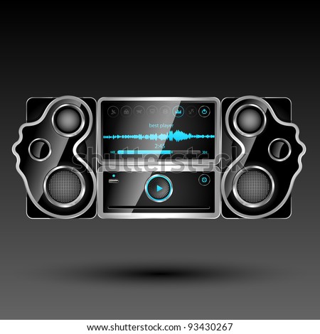 Media player system with big touch screen. Vector illustration
