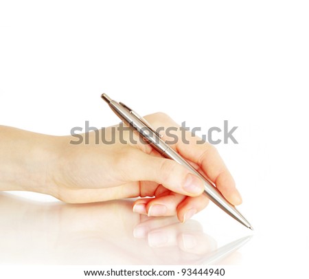 Hand and pen