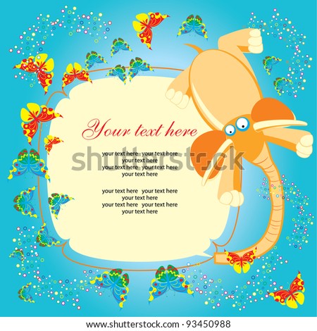 cute greeting card with elephant. vector illustration
