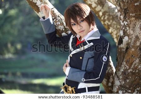 Portrait Japanese High school cosplay on nature