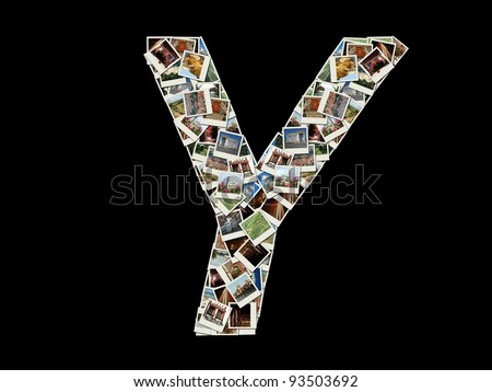 Shape of  "Y" letter made like collage of travel photos,all photos are my own