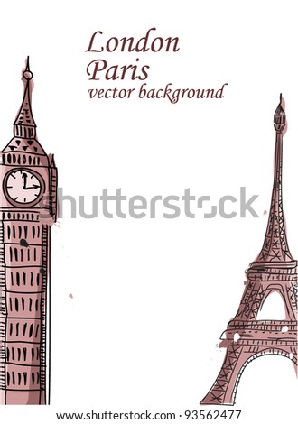 Travel, Paris, England, vector background