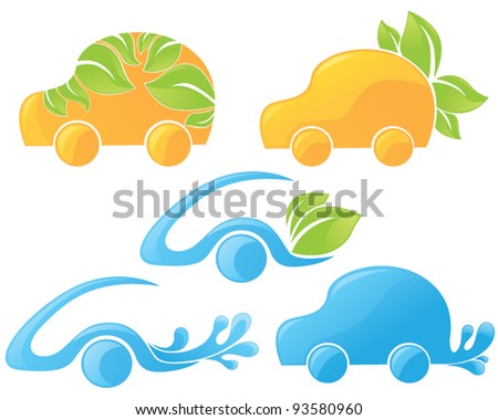 vector collection of ecological cars, icons and symbols