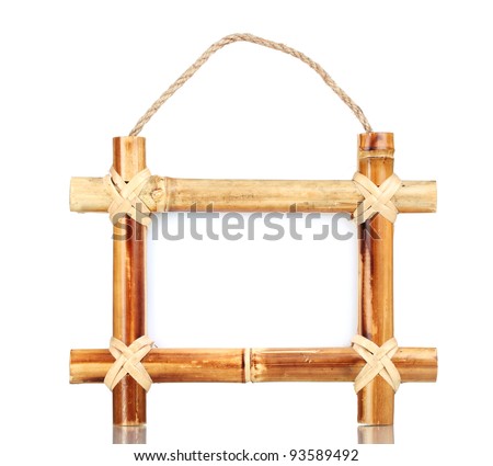 bamboo photo frame isolated on white